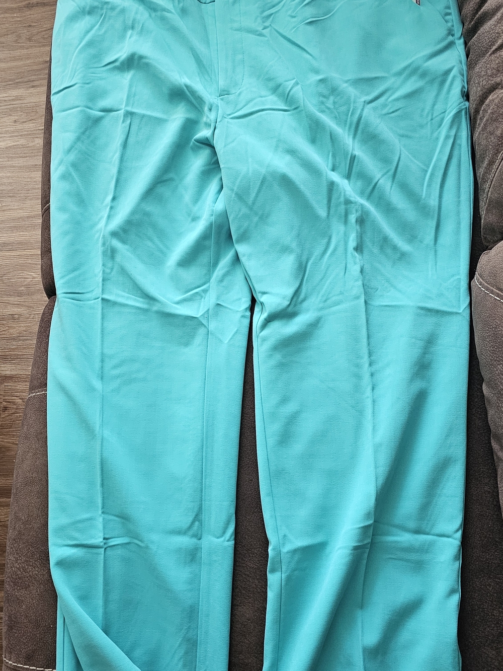 Teal/Turquoise Straight-Leg Pants
